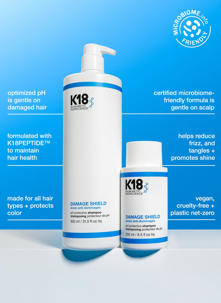 image-of-damage-shield-ph-shampoo-ph-shampoo-benefits-optimized-ph-is-gentle-on-damaged-hair-certified-microbiome-friendly-formula-is-gentle-on-scalp-formulated-with-k18peptide-to-maintain-hair-health-help-reduce-frizz-and-tangles-promotes-shine-made-for-all-hair-types-protects-color-vegan-cruelty-free-plastic-net-zero