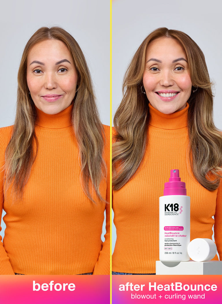before-and-after-comparison-of-a-womans-hair-with-k18-heatbounce-product