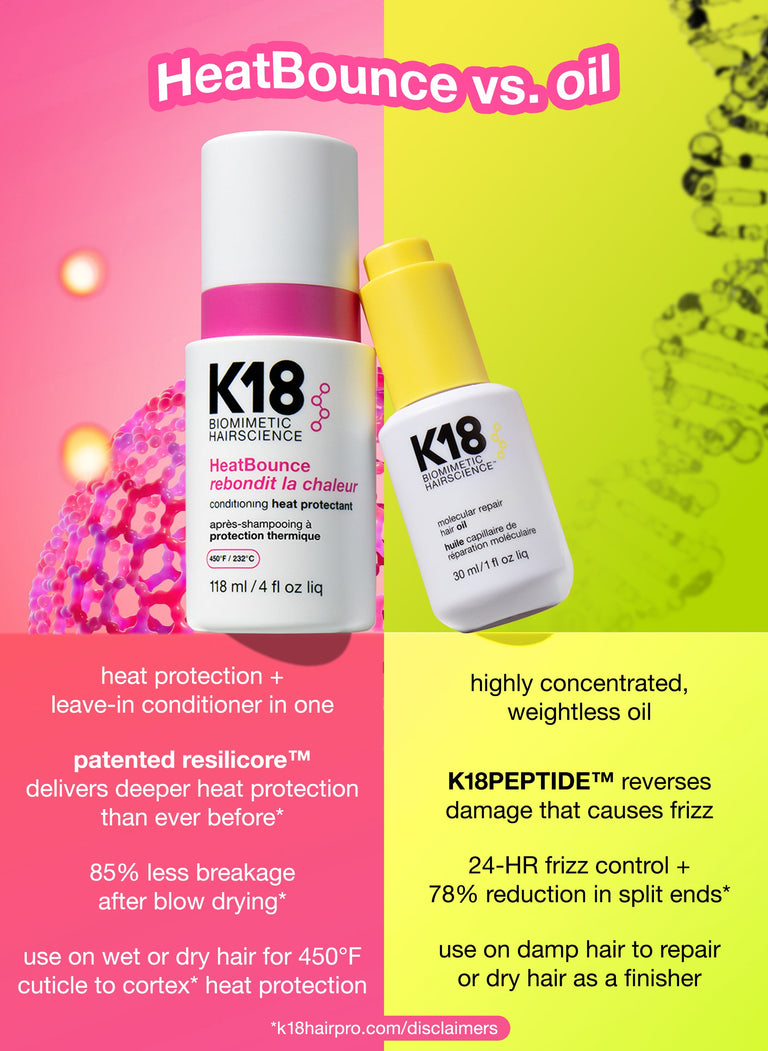 k18-heatbounce-hair-product-and-oil-on-a-pink-and-yellow-background-with-text-comparing-their-features